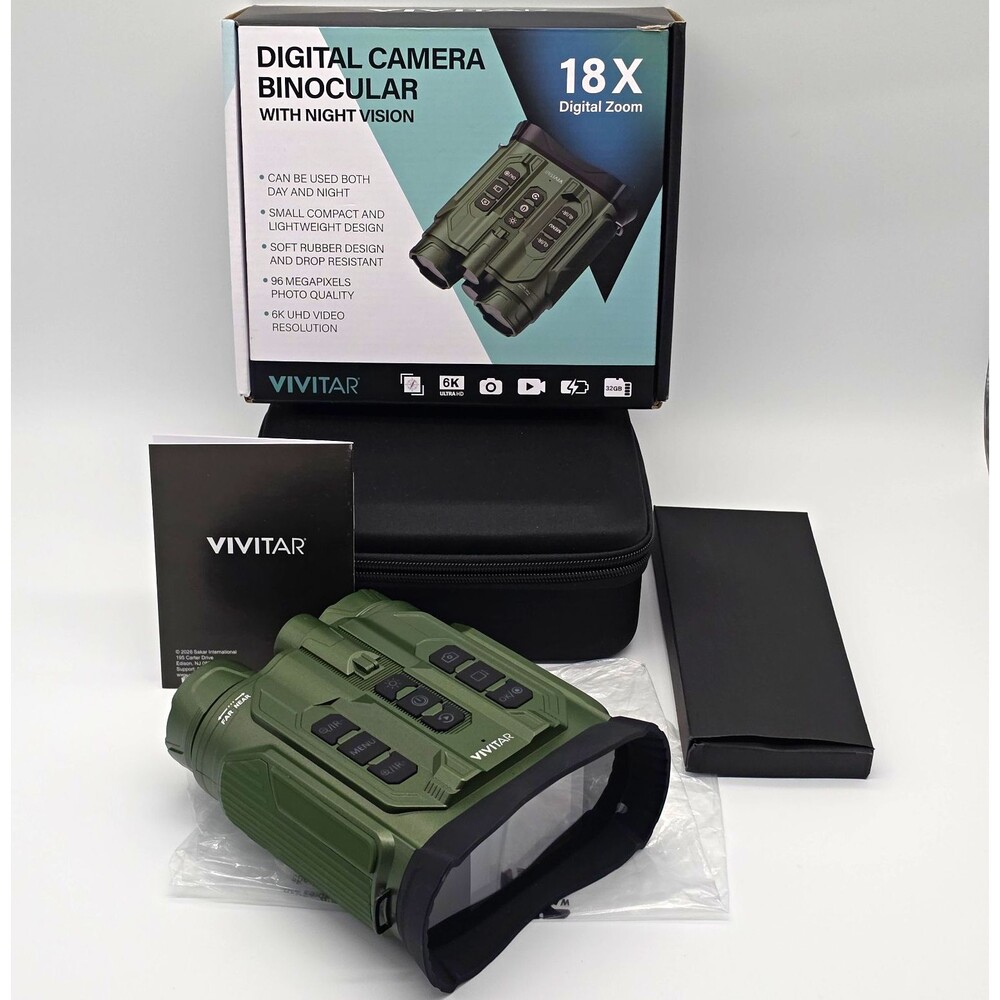 Vivitar Digital Camera Binoculars w/ Night Vision 18x Zoom Green Complete in Box